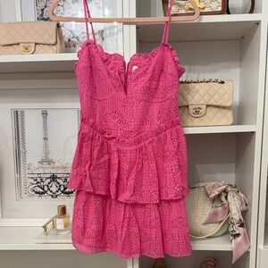 Buddy Love Pink Lace Tiered Dress